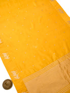 Yellow Booti Katan Silk Handloom Banarasi Saree - Sacred Weaves