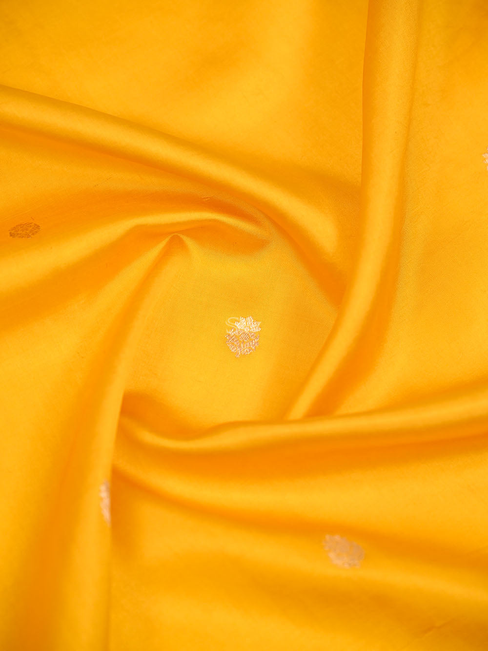 Yellow Booti Katan Silk Handloom Banarasi Saree - Sacred Weaves