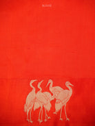 Dark Orange Booti Katan Silk Handloom Banarasi Saree - Sacred Weaves