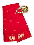 Red Booti Katan Silk Handloom Banarasi Saree - Sacred Weaves