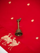 Red Booti Katan Silk Handloom Banarasi Saree - Sacred Weaves