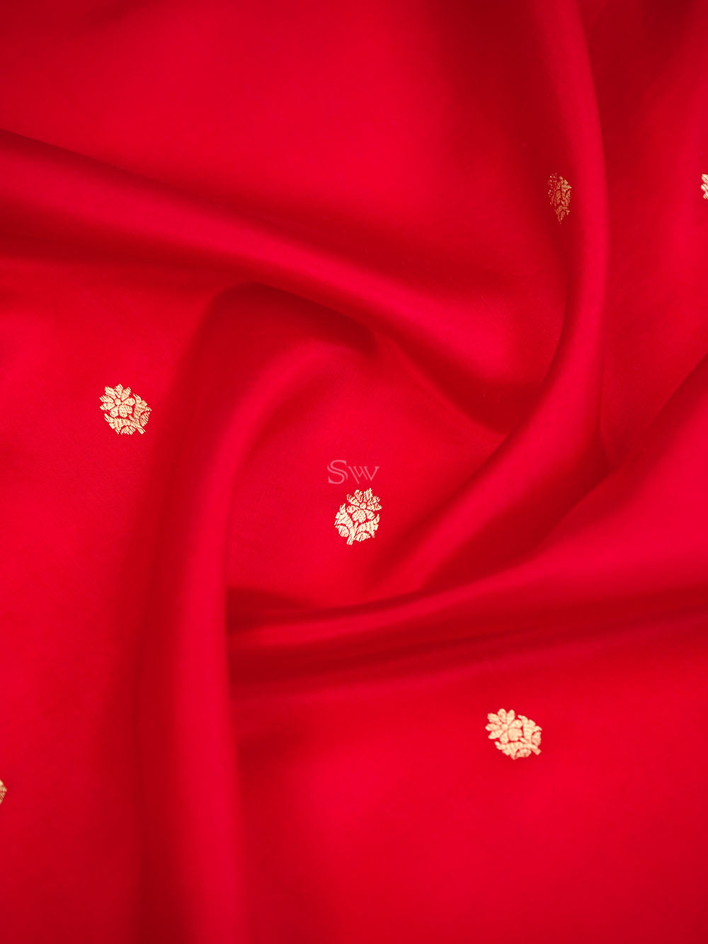 Red Booti Katan Silk Handloom Banarasi Saree - Sacred Weaves