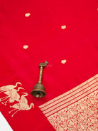 Red Booti Katan Silk Handloom Banarasi Saree - Sacred Weaves