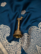 Midnight Blue Booti Satin Silk Handloom Banarasi Saree - Sacred Weaves
