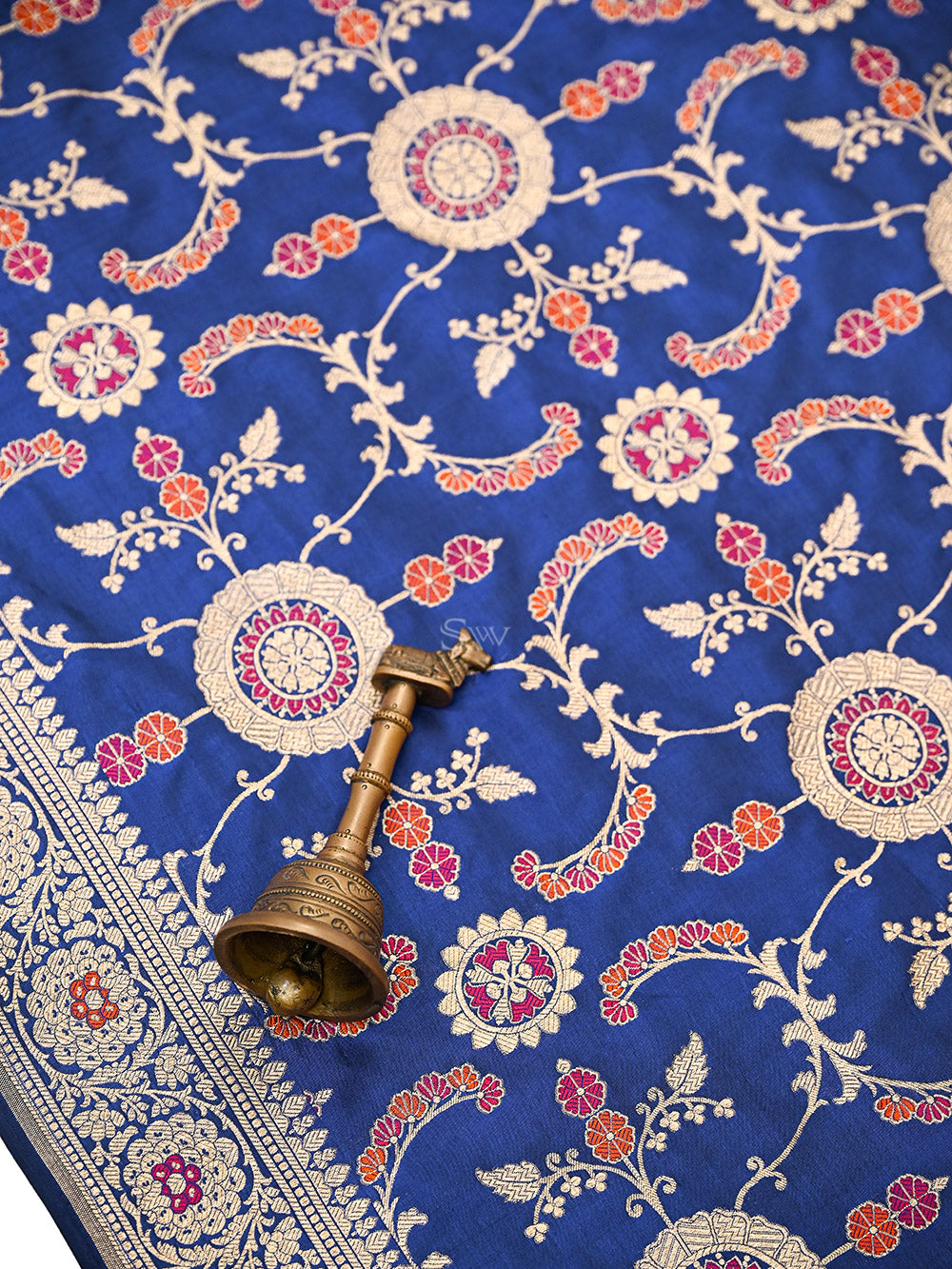 Midnight Blue Meenakari Silk Handloom Banarasi Lehenga - Sacred Weaves
