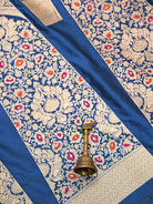 Midnight Blue Meenakari Silk Handloom Banarasi Lehenga - Sacred Weaves