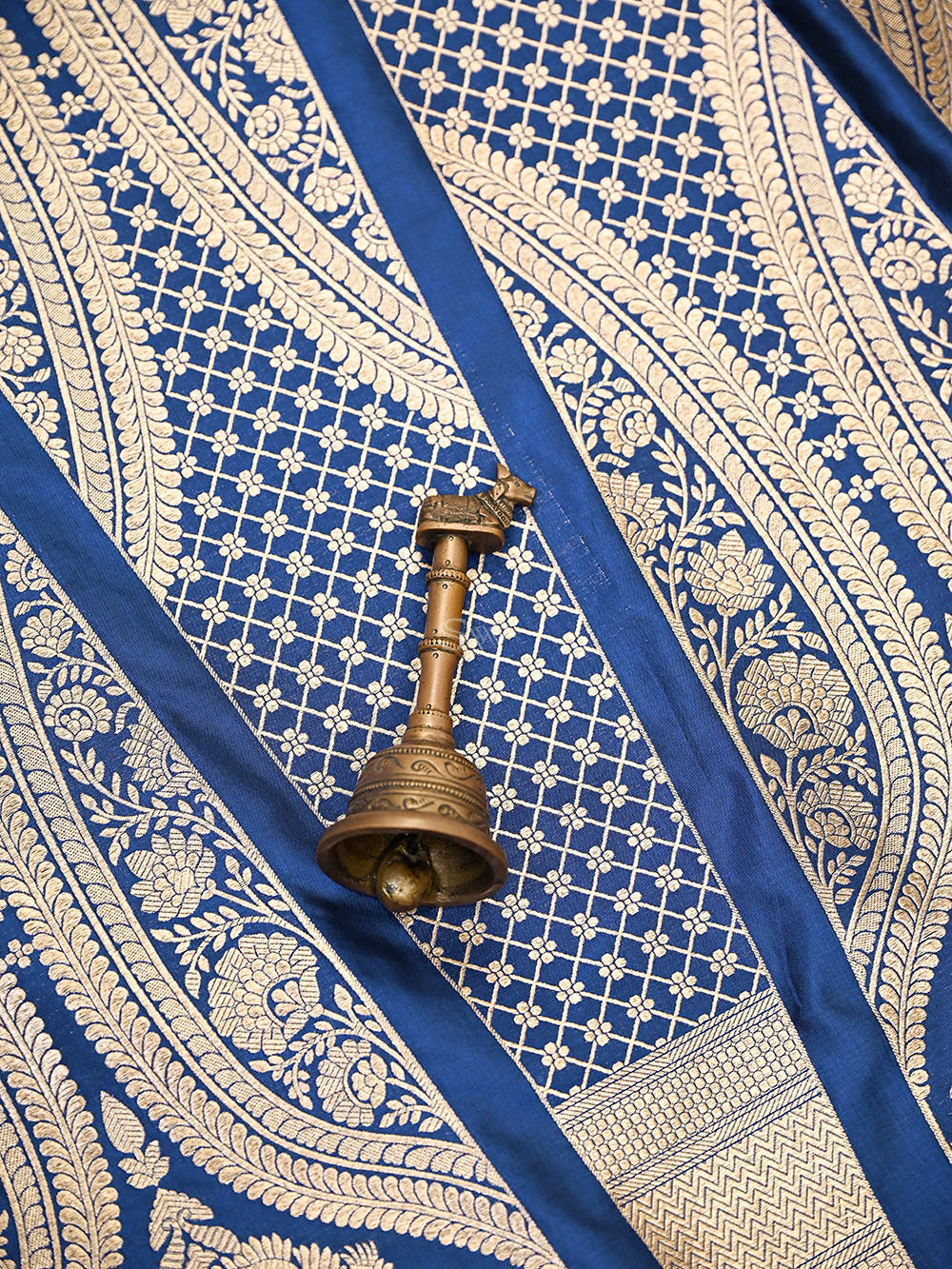 Midnight Blue Meenakari Silk Handloom Banarasi Lehenga - Sacred Weaves