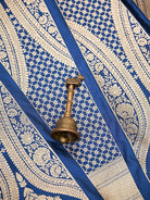 Midnight Blue Meenakari Silk Handloom Banarasi Lehenga - Sacred Weaves
