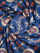 Midnight Blue Meenakari Silk Handloom Banarasi Lehenga - Sacred Weaves