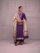 Purple Booti Meenakari Katan Silk Handloom Banarasi Suit - Sacred Weaves