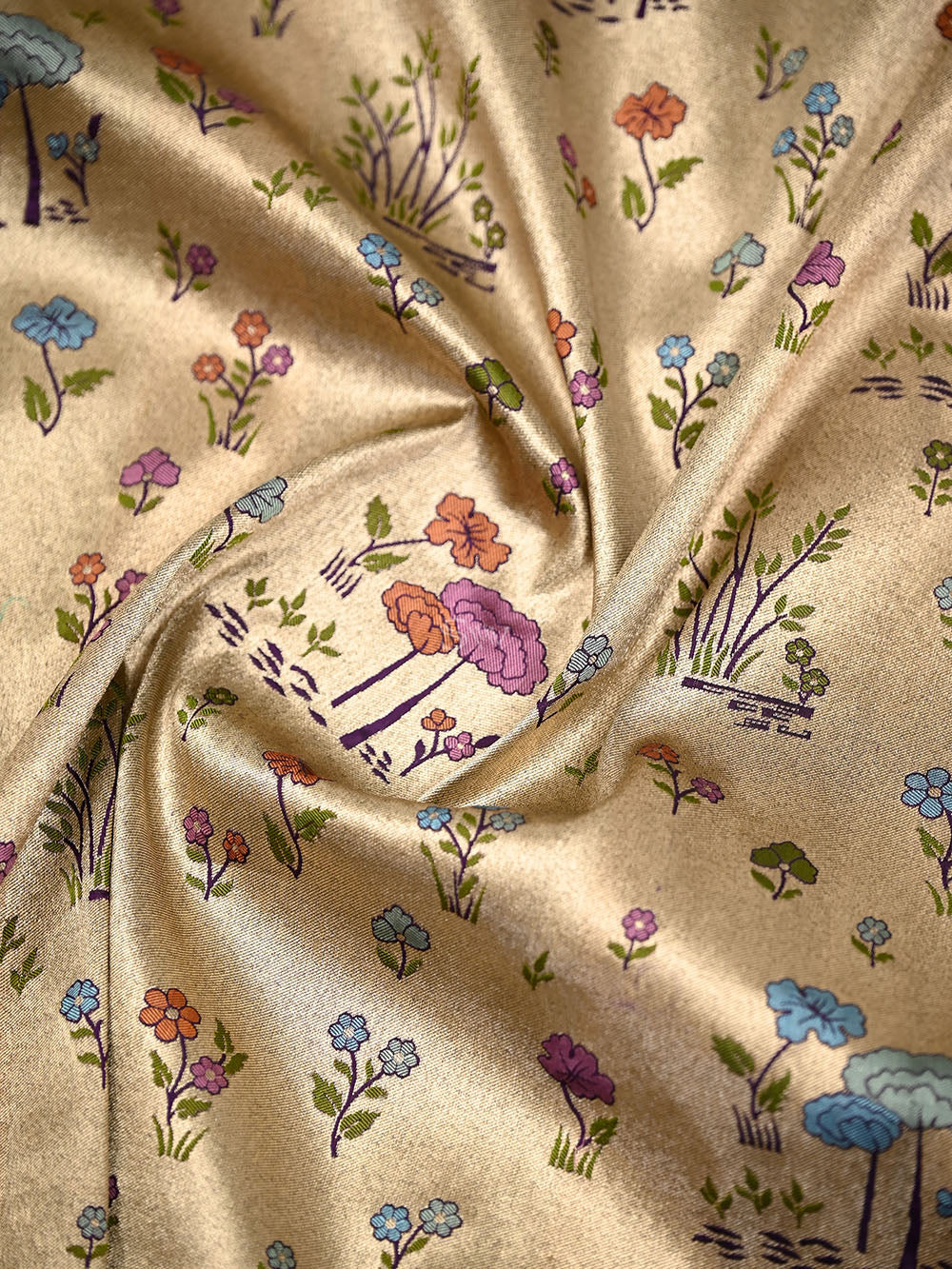 Purple Booti Meenakari Katan Silk Handloom Banarasi Suit - Sacred Weaves