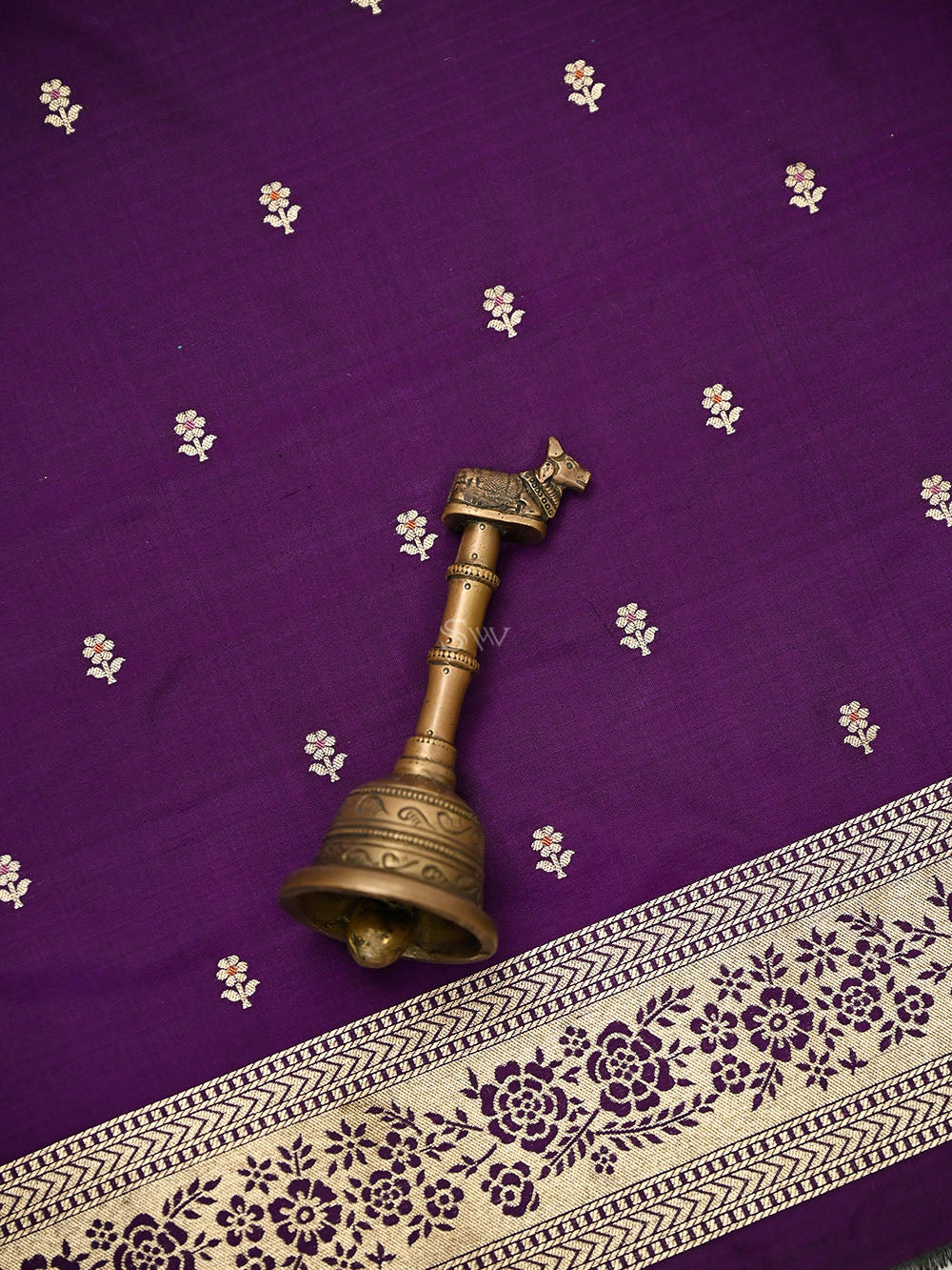 Purple Booti Meenakari Katan Silk Handloom Banarasi Suit - Sacred Weaves