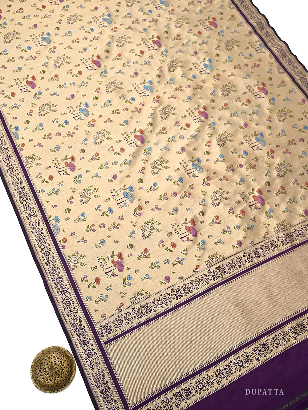 Purple Booti Meenakari Katan Silk Handloom Banarasi Suit - Sacred Weaves