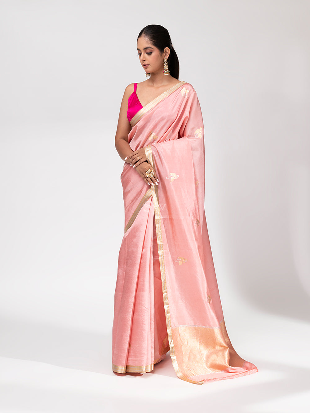 Pastel Pink Summer Silk Handloom Banarasi Saree - Sacred Weaves