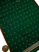 Bottle Green Floral Booti Satin Silk Handloom Banarasi Suit - Sacred Weaves