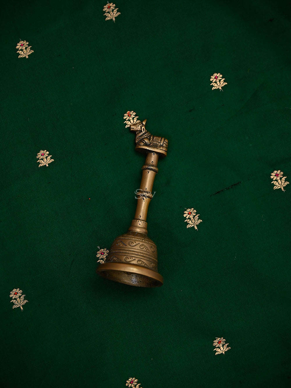 Bottle Green Floral Booti Satin Silk Handloom Banarasi Suit - Sacred Weaves