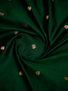 Bottle Green Floral Booti Satin Silk Handloom Banarasi Suit - Sacred Weaves