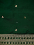 Bottle Green Floral Booti Satin Silk Handloom Banarasi Suit - Sacred Weaves