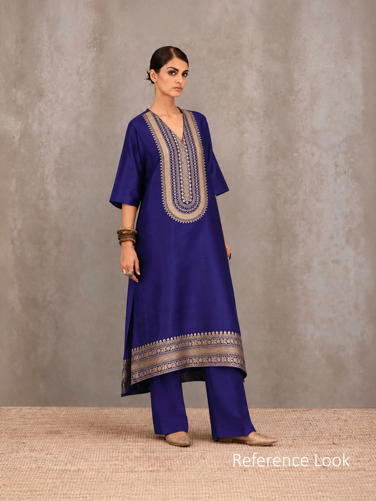 Blue Plain Katan Silk Handloom Banarasi Suit - Sacred Weaves