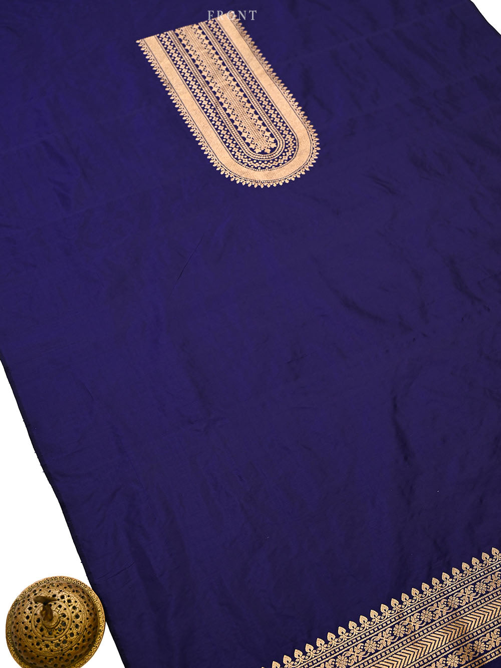 Blue Plain Katan Silk Handloom Banarasi Suit - Sacred Weaves