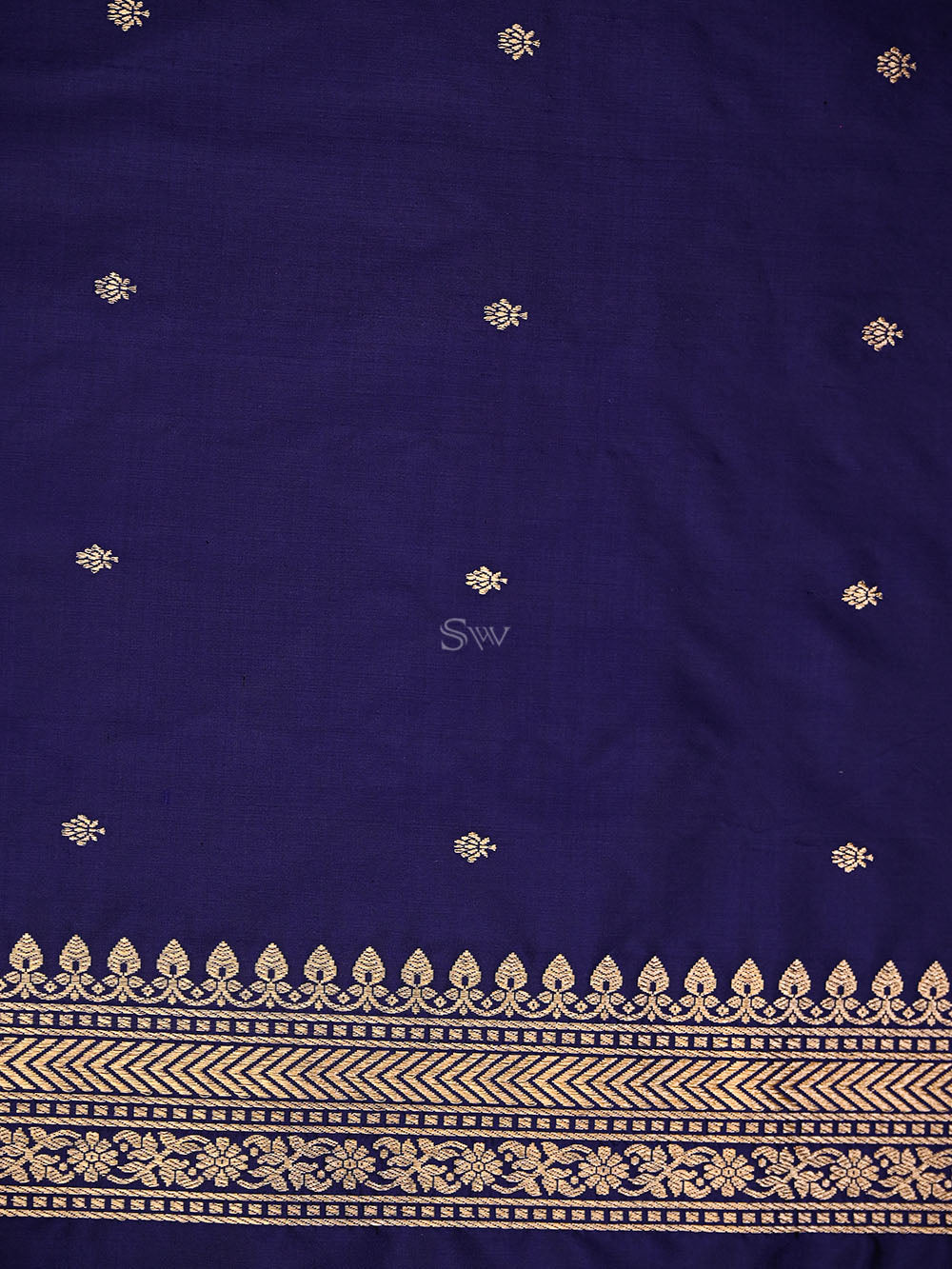 Blue Plain Katan Silk Handloom Banarasi Suit - Sacred Weaves