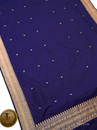 Blue Plain Katan Silk Handloom Banarasi Suit - Sacred Weaves