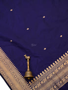 Blue Plain Katan Silk Handloom Banarasi Suit - Sacred Weaves