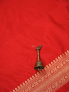 Red Plain Booti Katan Silk Handloom Banarasi Suit - Sacred Weaves