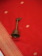 Red Plain Booti Katan Silk Handloom Banarasi Suit - Sacred Weaves