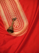 Red Plain Booti Katan Silk Handloom Banarasi Suit - Sacred Weaves