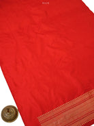 Red Plain Booti Katan Silk Handloom Banarasi Suit - Sacred Weaves