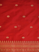 Red Plain Booti Katan Silk Handloom Banarasi Suit - Sacred Weaves