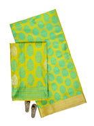Lime Yellow Satin Tanchoi Silk Handloom Banarasi Suit - Sacred Weaves