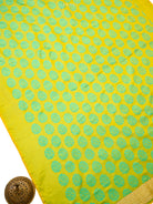 Lime Yellow Satin Tanchoi Silk Handloom Banarasi Suit - Sacred Weaves