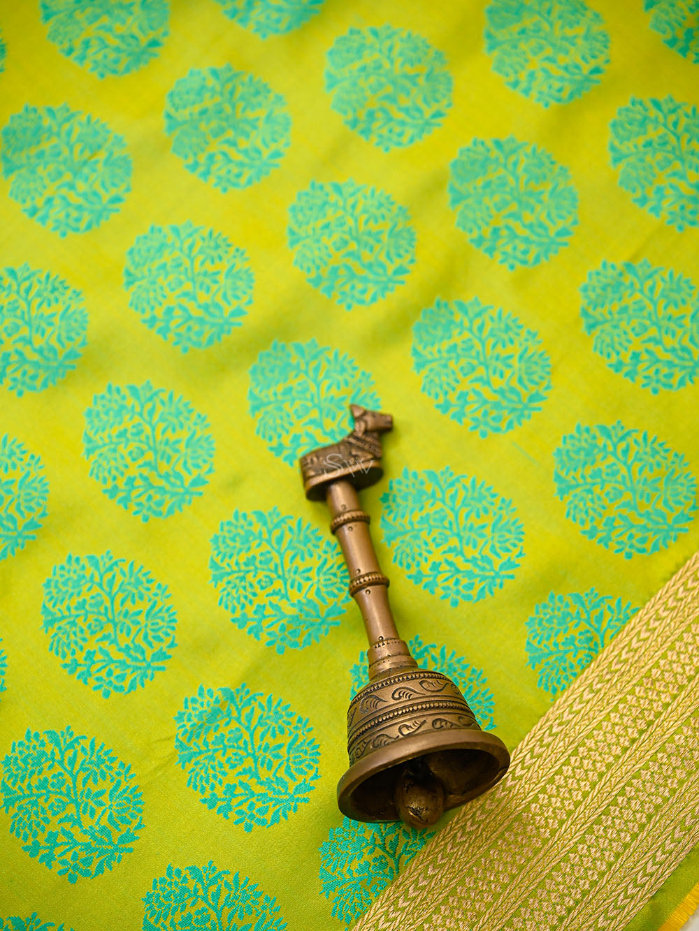 Lime Yellow Satin Tanchoi Silk Handloom Banarasi Suit - Sacred Weaves