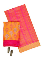 Orange Pink Satin Tanchoi Silk Handloom Banarasi Suit - Sacred Weaves