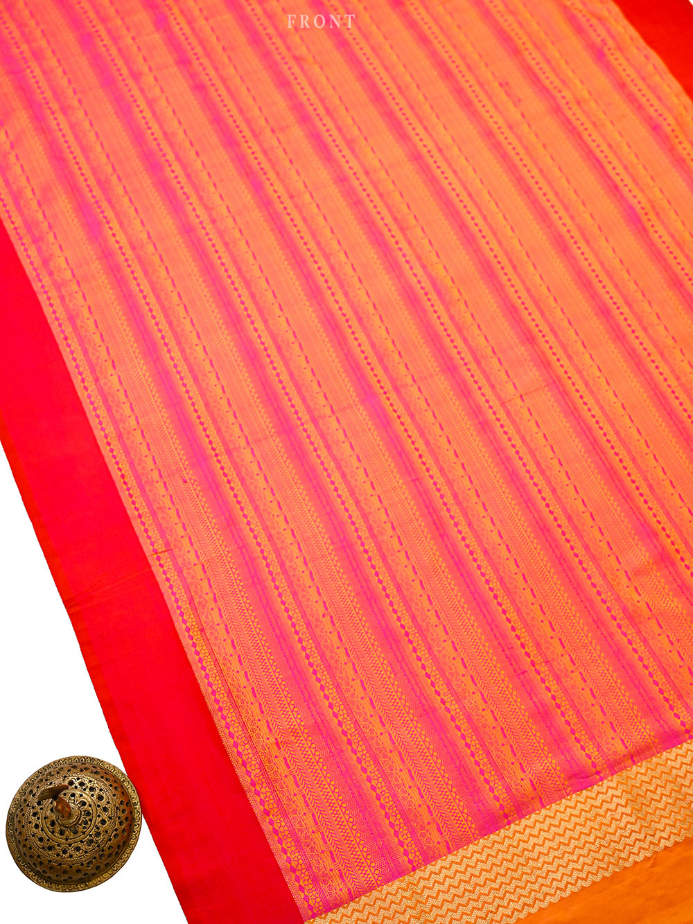 Orange Pink Satin Tanchoi Silk Handloom Banarasi Suit - Sacred Weaves