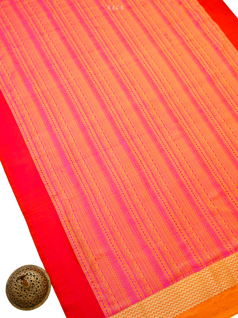 Orange Pink Satin Tanchoi Silk Handloom Banarasi Suit - Sacred Weaves