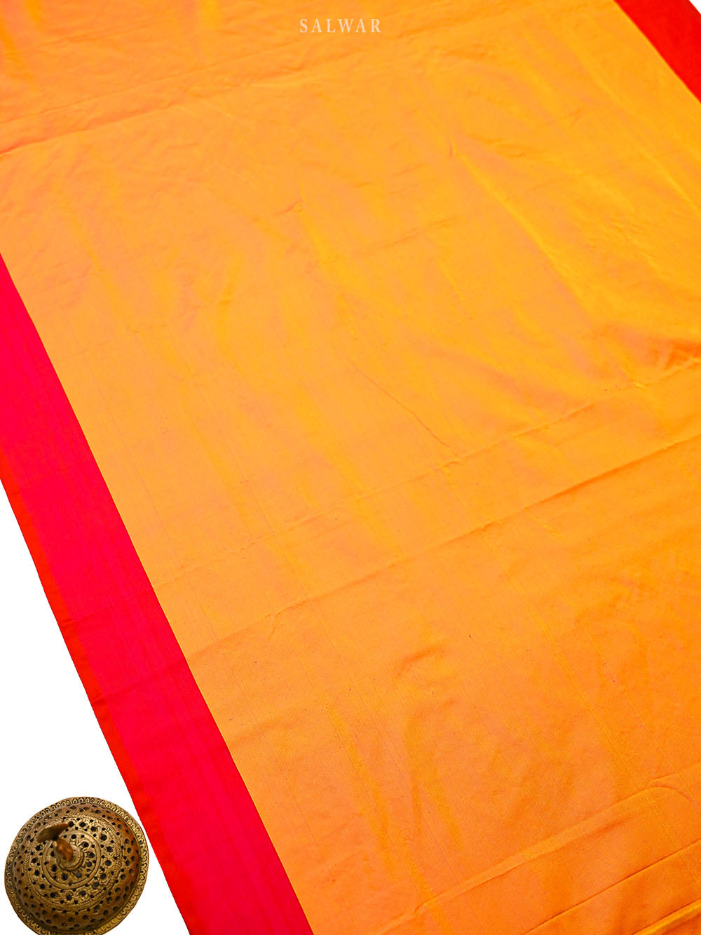 Orange Pink Satin Tanchoi Silk Handloom Banarasi Suit - Sacred Weaves