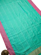 Sea Green Satin Tanchoi Silk Handloom Banarasi Suit - Sacred Weaves