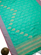Sea Green Satin Tanchoi Silk Handloom Banarasi Suit - Sacred Weaves