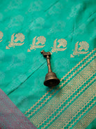 Sea Green Satin Tanchoi Silk Handloom Banarasi Suit - Sacred Weaves