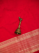 Red Floral Booti Satin Silk Handloom Banarasi Suit - Sacred Weaves
