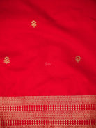 Red Floral Booti Satin Silk Handloom Banarasi Suit - Sacred Weaves
