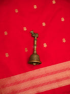 Red Floral Booti Satin Silk Handloom Banarasi Suit - Sacred Weaves