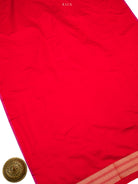 Red Floral Booti Satin Silk Handloom Banarasi Suit - Sacred Weaves