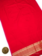 Red Floral Booti Satin Silk Handloom Banarasi Suit - Sacred Weaves