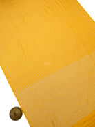 Yellow Zari Stripe Crepe Silk Handloom Banarasi Saree - Sacred Weaves