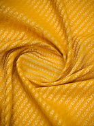 Yellow Zari Stripe Crepe Silk Handloom Banarasi Saree - Sacred Weaves