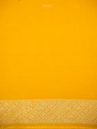 Yellow Zari Stripe Crepe Silk Handloom Banarasi Saree - Sacred Weaves